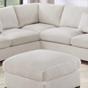 FANYE L-Shaped Sectional Sofa Couch Comfy Corduroy Upholstered Symmetrical Sofa&Couch Include Loveseats*2,Corner Wedge and Movable Ottoman for Living Room,Ivory White