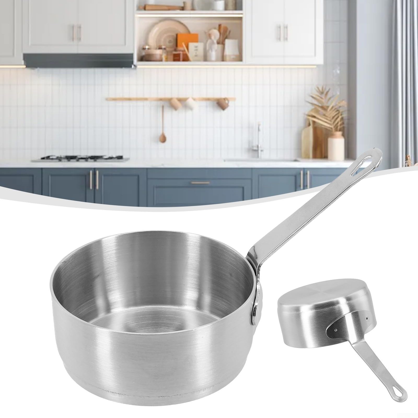 Startbuymore Small Sauce Pan Stainless Steel Saucepans Milk Pot Non Stick Small Saucepan Kitchen Cookware With Hanging Hole Long Handle(Silver（100ML）)