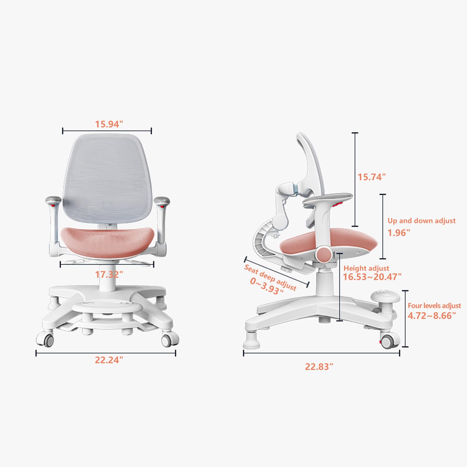 FCD Kids Desk and Chair, Adjustable Height Drafting Table Computer Station with Bult-in Bookshelf, Pull-Out Drawer, Tablet Holder and Tiltable Desktop (Desk and Chair Set, Pink)