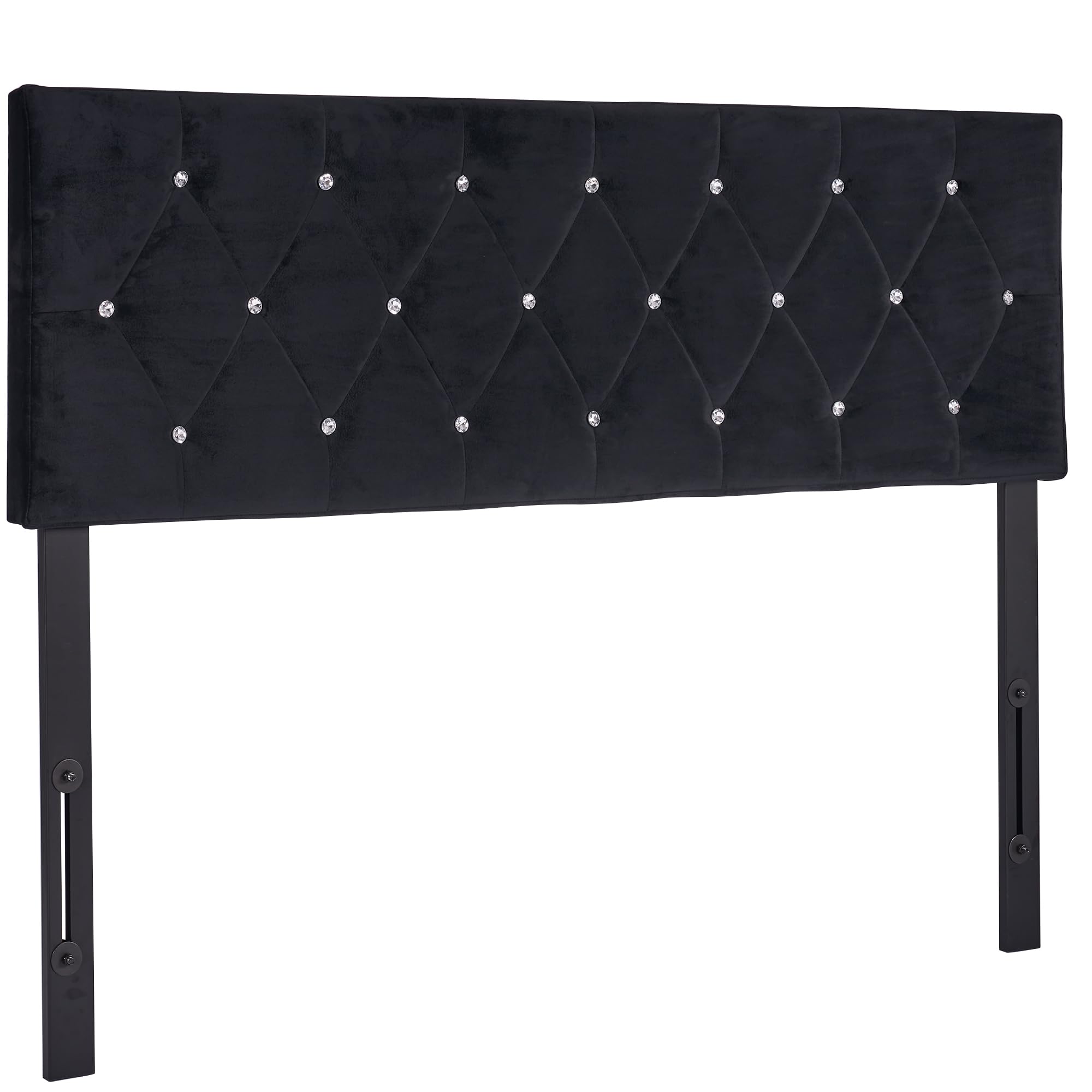 VECELO Velvet Upholstered Headboard King Size with Diamond Tufted Bed Headboard, with 6 Adjustable Positions from 39.8" to 49.8", Easy Assembly,Black