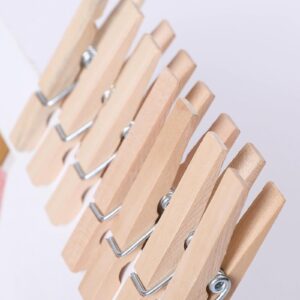 Wood Clothes Pin,Natural Birchwood Clothespins,Strong Grip,Heavy Duty Outdoor Clothes Clips for Hanging Clothes, Art, Crafts, Photo Displays,3.55 Inch,Pack of 24