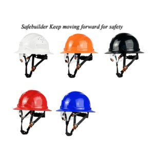 Industrial Safety Helmet Full Brim Hard Hat for Engineer Industrial Construction Work Cap Men Reflective ANSI Approved HDPE Safety Helmet with Visor(White Hat CV SRF)