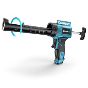 seesii electric caulking gun, lightweight & cordless caulking gun with led light, labor saving aa battery power caulk gun, 10oz cordless caulk gun for filling, sealing (battery not included)(blue)