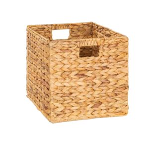 trevietdecor storage cube, water hyacinth storage baskets, wicker storage baskets for shelves, woven baskets for storage, square wicker storage basket for bedroom, living room (01 pack)