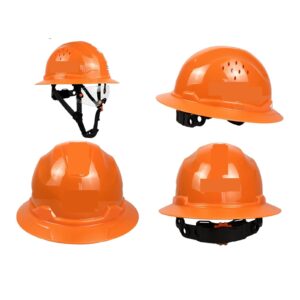 Industrial Safety Helmet Full Brim Hard Hat for Engineer Industrial Construction Work Cap Men Reflective ANSI Approved HDPE Safety Helmet with Visor(White Hat CV SRF)