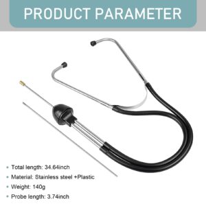 dawfall 1 PC Automotive Engine Stethoscope, Versatile Stainless Steel Mechanics Cylinder Stethoscope, Automotive Diagnostic and Measurement Tools, Universal for Most Cars (Black & Silver)