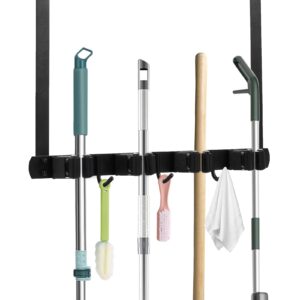 ukqrrtc over the door broom holder with hooks stainless steel broom holder wall mount space saving mop broom holder easy to install mop and broom organizer for laundry room garage kitchen bathroom