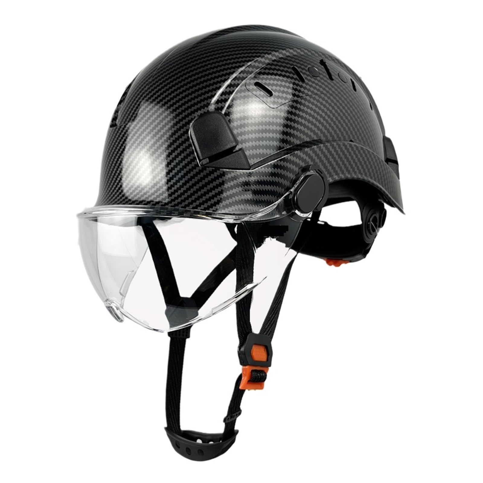 Industrial Safety Helmet C+E Safety Helmet with Visor Carbon Fiber Pattern Industrial Work Construction Hard Hats Visor ABS Caps for Engineer(BR BK Hat CV)