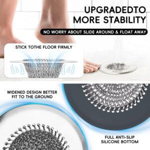 1 Pcs Bathtub Drain Hair Catcher, Reversible 304 Stainless Steel Drain Protector & 1 Pcs Large Silicone Sink Stopper, 5.9 Inch Flat Suction Cover for Kitchen Sink Bathroom Accessories and Laundry