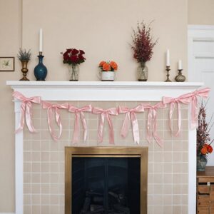 bow garland banner for bachelorette party decorations, pink coquette birthday party, bow party decor banner for bridal shower, wedding favors, party supplies, engagement supplies