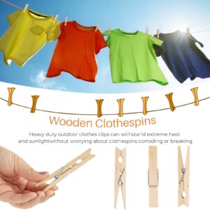 Wood Clothes Pin,Natural Birchwood Clothespins,Strong Grip,Heavy Duty Outdoor Clothes Clips for Hanging Clothes, Art, Crafts, Photo Displays,3.55 Inch,Pack of 24