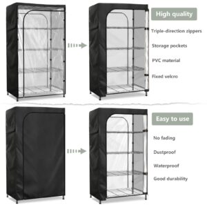 Sobana Waterproof Storage Shelf Cover,36 x 18 x 72 Inch Wire Shelving Rack Cover with Clear Front Panel,Dustproof Shelving Unit Cover (Cover only,Black)