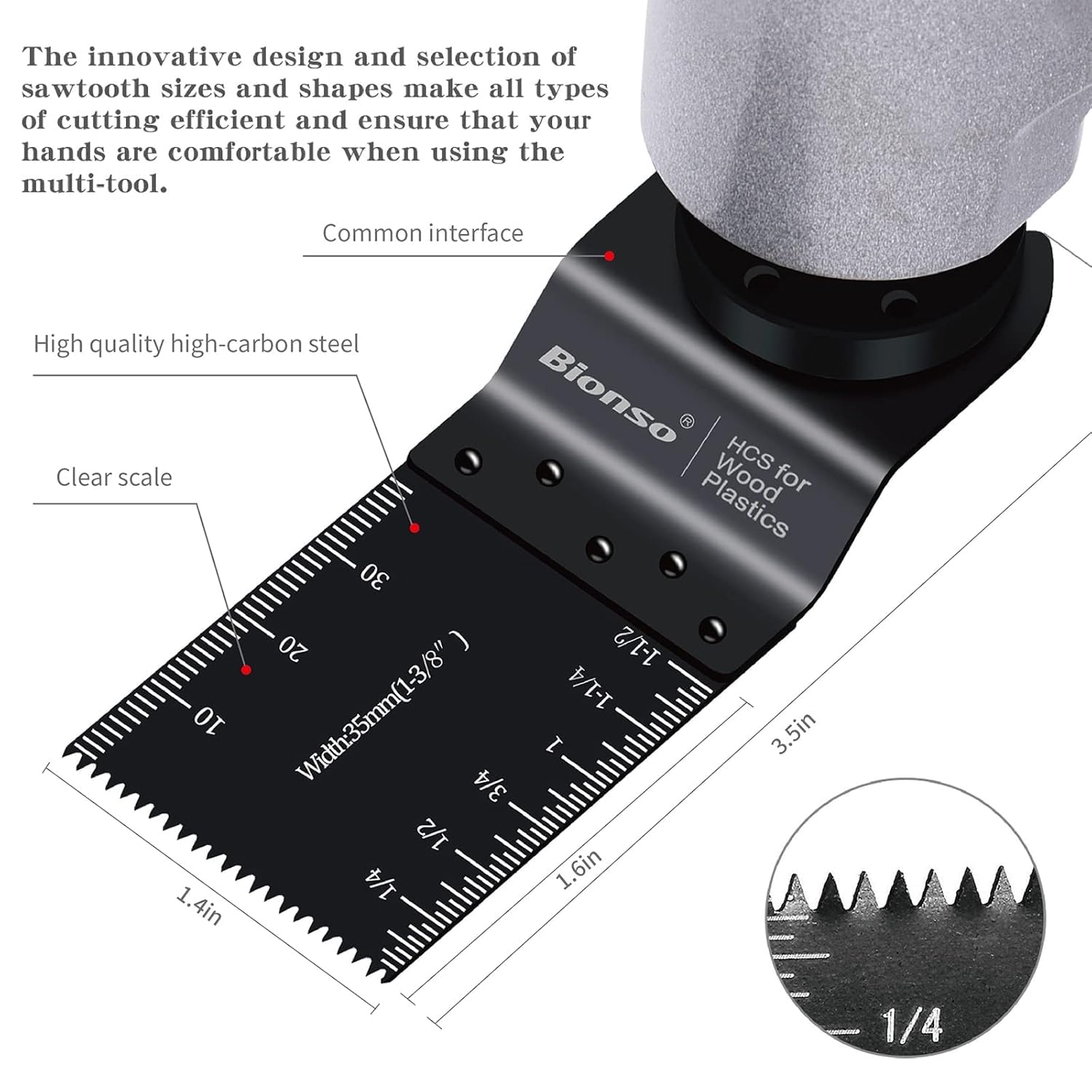 Bionso 60PCS Oscillating Tool Blade, Professional Universal Multitool Blades, Quick Release Multi Tool Blades Kits for Wood Plastics, Oscillating Saw Blades Fit Dewalt Ryobi Milwaukee Rockwell Makita