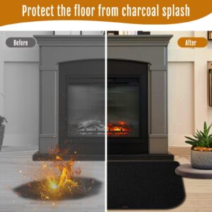 TOTIDYH Fireplace Hearth Rug, 42 X 24 inches Fireproof Fireplace Mat, Silicone and Fiberglass Black Fire Resistant Pad for Kitchen Wood Stove Floor Protector Indoor Outdoor