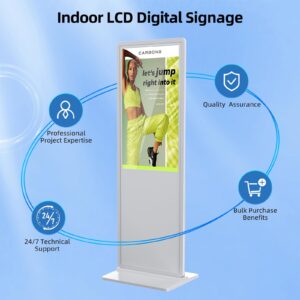 55 Inch 4K Touchscreen Digital Signage,Indoor Floor Standing Digital Kiosks & Interactive Displays,Commercial Advertising LCD Totem Android System Auto Media Player HDMI Input,Free Custom Logo,White