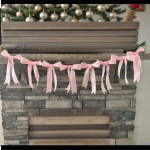 Bow Garland Banner for Bachelorette Party Decorations, Pink Coquette Birthday Party, Bow Party Decor Banner for Bridal Shower, Wedding Favors, Party Supplies, Engagement Supplies