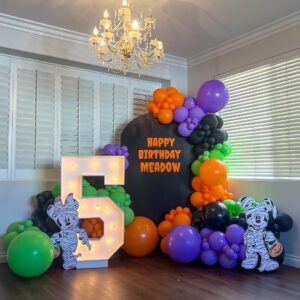 Halloween Party Balloons Decorations, 12Inch 60Pcs Black Orange Purple Green Confetti Balloons for Kids Halloween Birthday Party Decoration