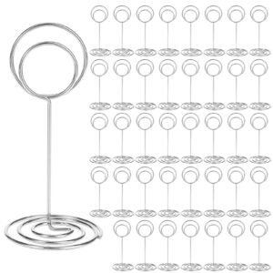 40pcs table card holders 3.46 inch photo holders for tables, place card holder table sign holder silver picture stands for table, wire picture holder for weddings home parties centerpieces(circle)