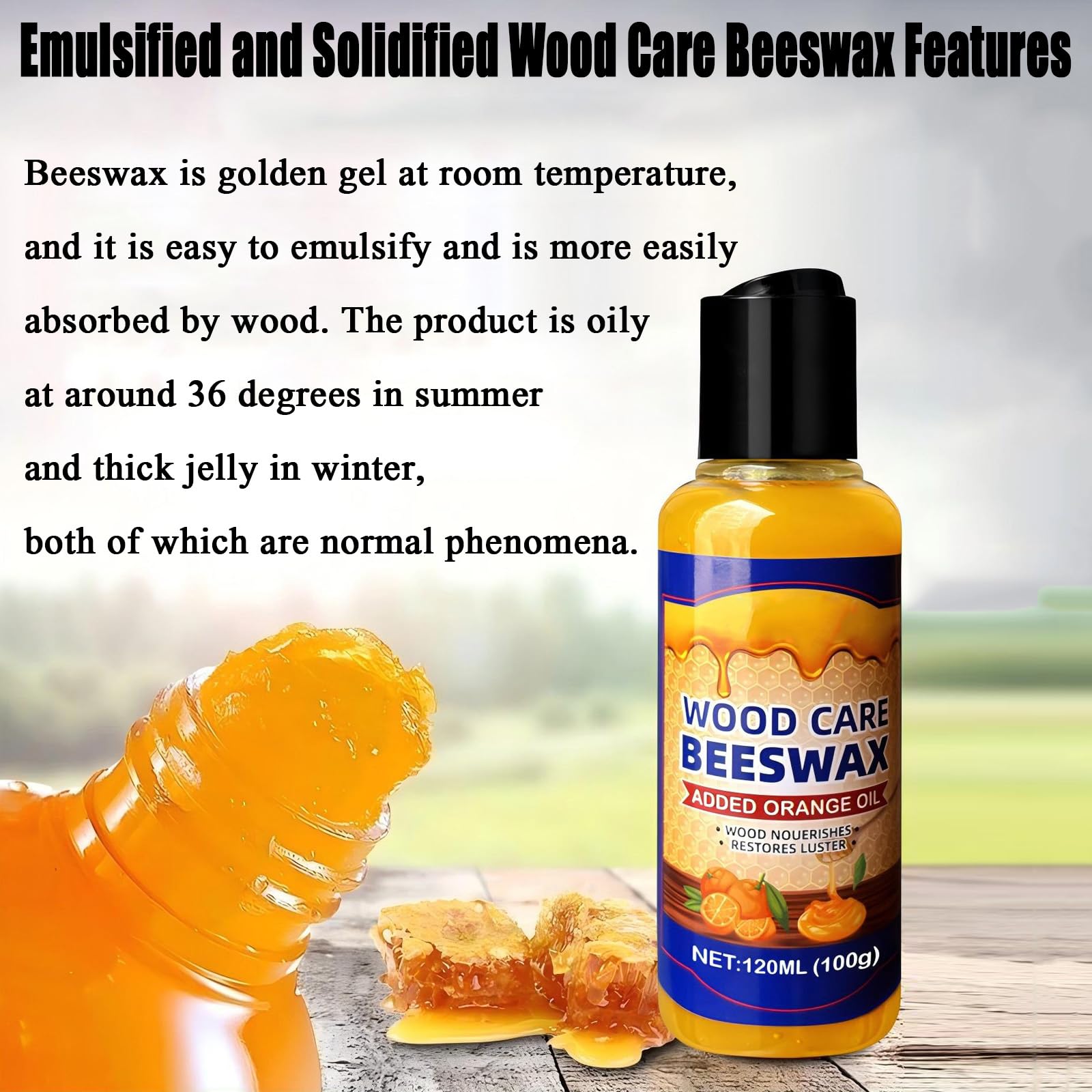 Wood Care Beeswax,Natural Beeswax & Orange Oil Wood Conditioner,120 ML Beeswax Furniture Polish