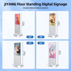 55 Inch 4K Touchscreen Digital Signage,Indoor Floor Standing Digital Kiosks & Interactive Displays,Commercial Advertising LCD Totem Android System Auto Media Player HDMI Input,Free Custom Logo,White