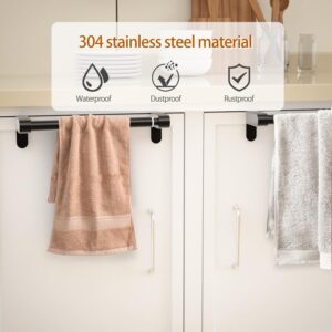 VEHHE Kitchen Towel Holder, Retractable Kitchen Towel Rack, Hooks Adjustable to Door Thickness, Dish Towel Holder with EVA Pad, Over The Door Towel Rack, L10.4~16.9 X W0~1.2 X H2.4 inches (Black)