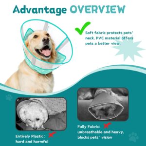 Supet Soft Dog Cone Collar for Large Medium Dogs, E Collar for Dogs After Surgery to Stop Licking, Comfortable Elizabethan Collar, Cone of Shame Alternative, Adjustable Pet Recovery Collar (L)