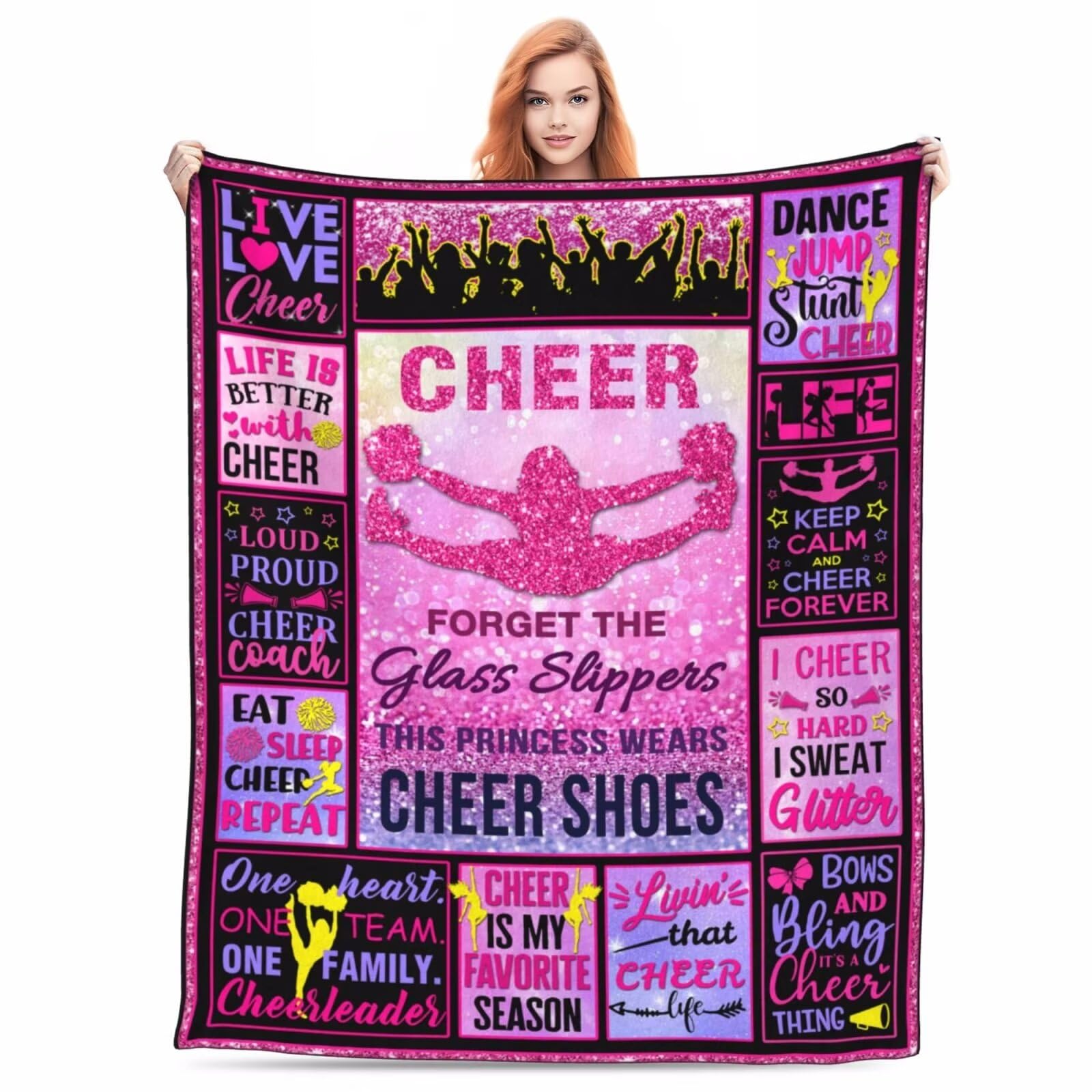 Cheerleader Gifts Blanket Cheerleader Gifts for Girls Cheer Throw Blanket Cheerleading Gifts Cheer Accessories for Girls Cheer Gifts for Cheerleaders Cheer Coach Flannel Blanket 40"x50"