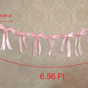 Bow Garland Banner for Bachelorette Party Decorations, Pink Coquette Birthday Party, Bow Party Decor Banner for Bridal Shower, Wedding Favors, Party Supplies, Engagement Supplies