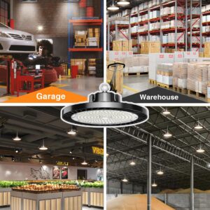 ONLYLUX 12 Pack UFO LED High Bay Lights, 150W 5000K Daylight, 22500LM (Eqv. 800W MH/HPS), Commercial LED Shop Lights with US Plug for Garage Workshop Warehouse Barn, Plug&Play