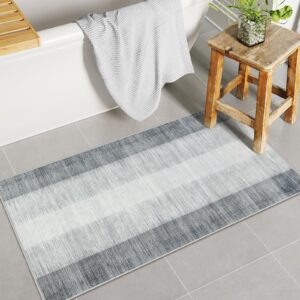 Lahome Modern Ombre 2x4 Throw Rugs, Washable Small Hallway Rug Non Slip Bathroom Mat Ultra-Thin Grey Rug, Abstract Print Door Mat for Entryway Kitchen Laundry Room Entrance (Gray, 2x4)