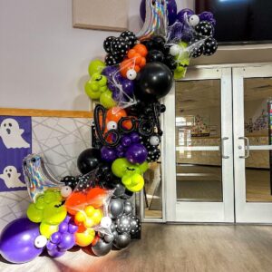 Halloween Party Balloons Decorations, 12Inch 60Pcs Black Orange Purple Green Confetti Balloons for Kids Halloween Birthday Party Decoration