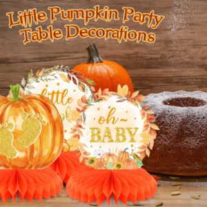 Weecent 8 Pcs Pumpkin Baby Shower Decorations Honeycomb Centerpieces Fall Baby Shower Decorations Table Centerpieces for Fall Thanksgiving Gender Reveal Party Decorations