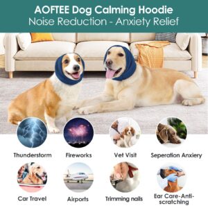 AOFITEE No Flap Ear Wraps for Dogs, Dog Ear Muffs Noise Protection, Dog Calming Hoodie, Soft Dog Noise Cancelling Ear Muffs, Dog Ear Cover for Anxiety Relief, Fireworks, Dog Ear Protection Grooming