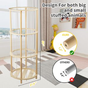 Viyuse Stuffed Animal Zoo Storage Extra Large Wooden Stuffed Animal Holder Soft Toy Organizer Nursery Zoo Cage Plush Stuffed Toy Cage Kids Playroom Bedroom Decor Display Corner Roundness