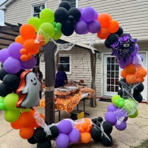 Halloween Party Balloons Decorations, 12Inch 60Pcs Black Orange Purple Green Confetti Balloons for Kids Halloween Birthday Party Decoration