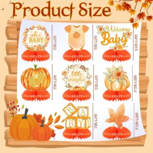 Weecent 8 Pcs Pumpkin Baby Shower Decorations Honeycomb Centerpieces Fall Baby Shower Decorations Table Centerpieces for Fall Thanksgiving Gender Reveal Party Decorations