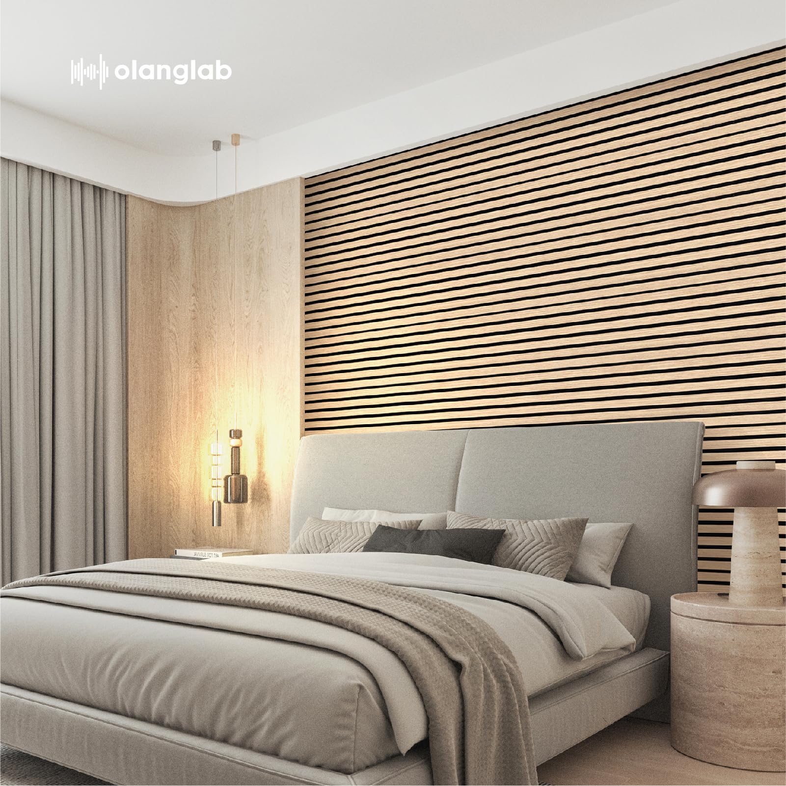 Olanglab Wood Panels for Wall, 4 Pack Wood Slats Wall Panel, 94.48"x 12.59"x 0.82" Each Acustic Wood Wall Panel, 3D Wall Panels for Interior Wall Decor, (Warm Oak)