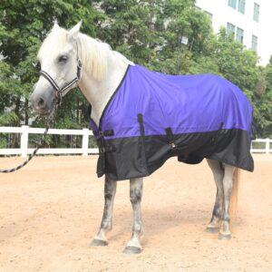 Gallopoff 600 Denier Rip-Stop Horse Rain Sheet Lightweight Waterproof and Breathable Turnout Horse Blanket (No Fill) Violet/Black 78