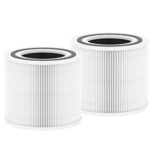 voopnu 2 packs core 300 air purifier replacement filter compatible with levoit core 300, core 300s, 3-in-1 hepa filter, efficiency activated carbon, remove dust, pollen, pet dander, smoke (white)