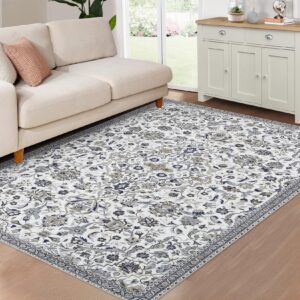 garveehome area rug 10x13 extra large rug distressed floral machine washable rug for living room, non-slip stain resistant accent rug vintage medallion floor cover carpet for bedroom, multi