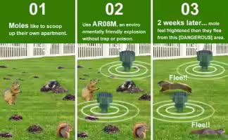 Ultrasonic Mole Repellent Outdoor 2024. Mole Repellent for Lawns, Garden, Yard. Mole and Vole Repellent Solar Powered, Waterproof, Gopher Repellent.