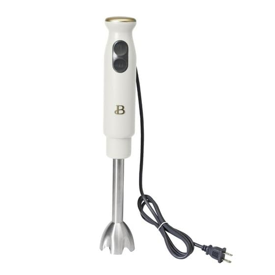 Beautiful 2-Speed Immersion Blender with Chopper & Measuring Cup, White Icing by Drew Barrymore