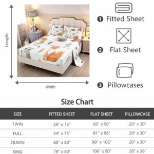 LUVIVIHOME 4PCS Fishing Sheets Set, King Bed Sheets, Forest Animal Hunting Lodge Country Rustic Farmhouse Bass Fish Bedding, Fishing Gifts for Men Boys, 1 Fitted Sheet & 1 Flat Sheet & 2 Pillowcases