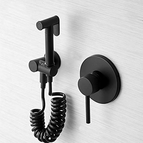 BINCAVIDOU Bidet Faucet Black Brass Single Cold Toilet Bidet Spray Set Wall Mount Portable Bathroom Bidet Faucet Personal Hygiene Pressure Sprayer Black