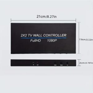 2X2 Video Wall Controller, HDMI high-Definition Seamless Splicing Professional Processor, 180 Degree Rotating TV Wall Display Screen 2x2, 1x2, 1x3, 1x4, 2x1, 3x1, 4x1 Multiple Splicing Modes