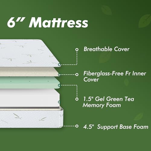 Emerspring 6 Inch Gel Memory Foam Mattress Medium-Firm Mattress, Premium Pressure, Mattress in a Box, CertiPUR-US Certified, Twin