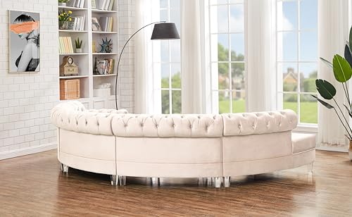 Legend Vansen Curved Modular Sectional Sofa,Velvet Couch with Rolled Arms,4-Seater Semicircle Couch Suitable for Living Room and Bedroom