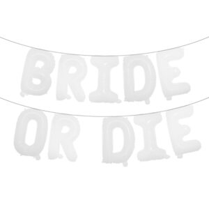 bride or die bachelorette party decorations multicolor bride or die balloons,banner and bride to be sash for engagement wedding bachelorette party supplies (bride or die white)