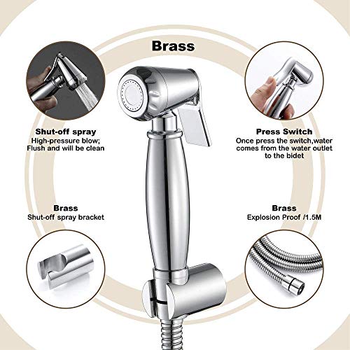 BINCAVIDOU Chrome Thermostatic Pet Bath Wash Car Water Flowers Personal Hygiene Bidet Spray Gun Set Bathroom Toilet Flusher Full Retro Copper Woman Wash Faucet Flushing Body Cleaner