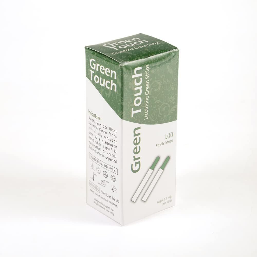 KASHSURG Ophthalmic Green Touch_(Lissamine Green Strips) - 100 (Pack of 5)